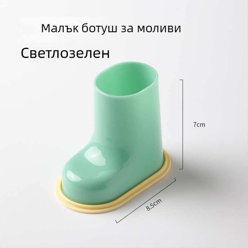 Настолен органайзер за четки за грим и моливи – ABS материал, кръгла форма, модел Small Boot, с лого