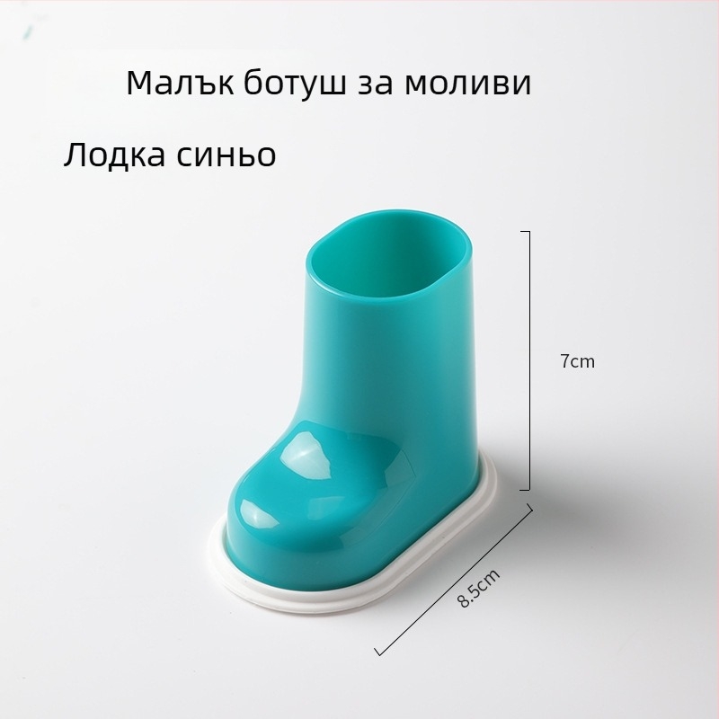 Настолен органайзер за четки за грим и моливи – ABS материал, кръгла форма, модел Small Boot, с лого