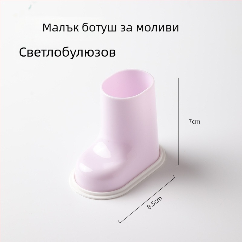 Настолен органайзер за четки за грим и моливи – ABS материал, кръгла форма, модел Small Boot, с лого