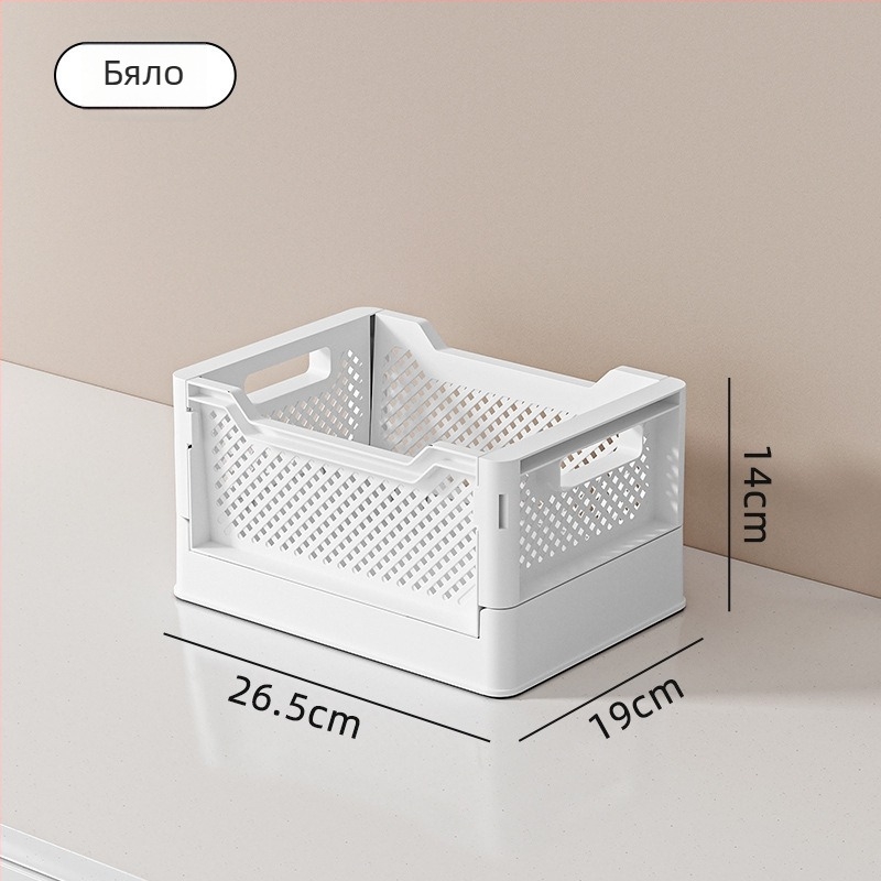 Сгъваема пластмасова кошница за съхранение — минималистичен Ins-стил настолен организатор за канцеларски материали, PP материал