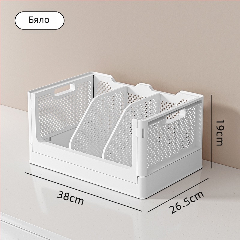 Сгъваема пластмасова кошница за съхранение — минималистичен Ins-стил настолен организатор за канцеларски материали, PP материал