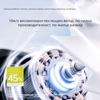 Ръчен вентилатор с безчетков двигател, 5 скорости, презареждаема батерия 4000–6000 mAh, автономност над 12 ч