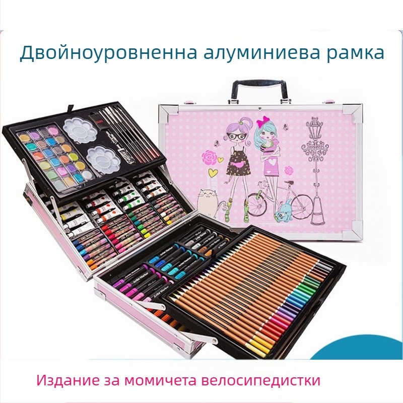 Акварелни писалки за деца, 145 броя, алуминиева кутия, TOUCH CHENJI