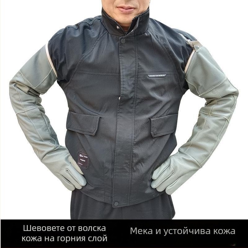 Дълги и дебели кожени ръкавици за заваряване за работа на открито, износоустойчиви, пробивоустойчиви, термоизолиращи