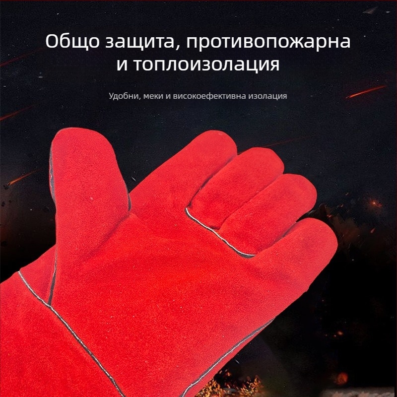 Заваръчни ръкавици от двойнослойна набук говежда кожа | висока температура, топлоизолация, износоустойчивост