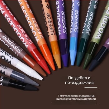 Комплект цветни въглени моливи без дърво, с пълна сърцевина, за портрети – студенти по изкуство