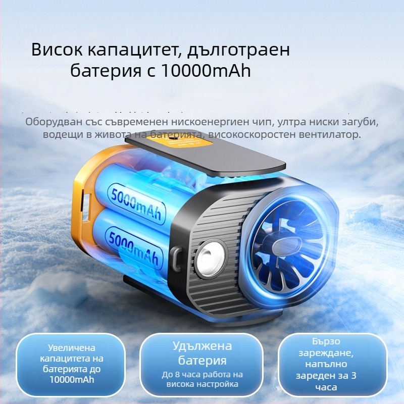 Вентилатор за талия и шия с вградена 6000mAh батерия, автономия 8–12 ч, USB зареждане, 120 нива на скоростта на въздушния поток, безчетков двигател