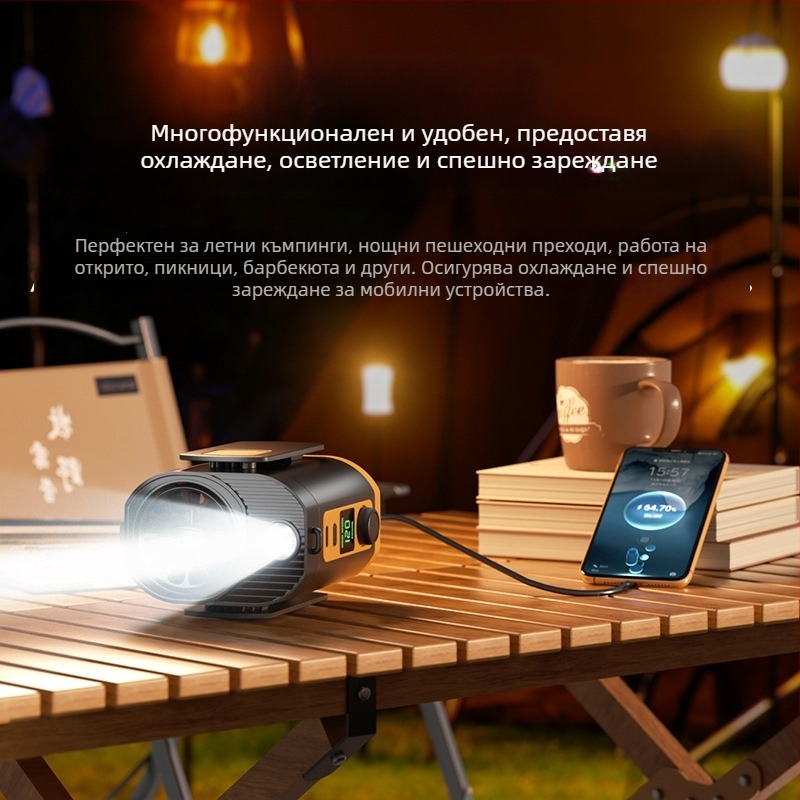 Вентилатор за талия и шия с вградена 6000mAh батерия, автономия 8–12 ч, USB зареждане, 120 нива на скоростта на въздушния поток, безчетков двигател