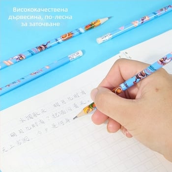 Комплект моливи с анимационни мотиви, вдъхновени от Shanhaijing, за деца в началното училище, 2B моливи, дървена кутия, подаръчна кутия