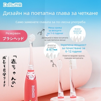 Детска Sonic електрическа четка за зъби с автоматично функциониране, защита срещу кариес и мек карикатурен дизайн