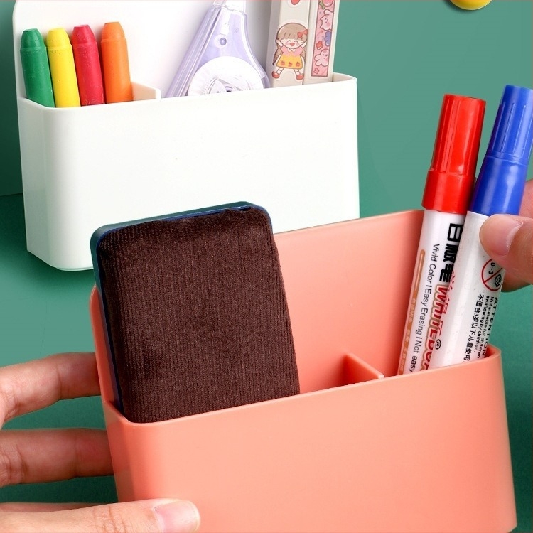 Вакуумно магнитен стенен държач за моливи за бяла и черна дъска – PVC, квадратен, голям капацитет