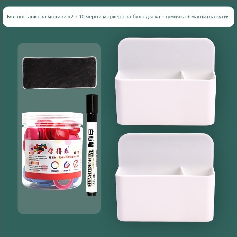 Вакуумно магнитен стенен държач за моливи за бяла и черна дъска – PVC, квадратен, голям капацитет