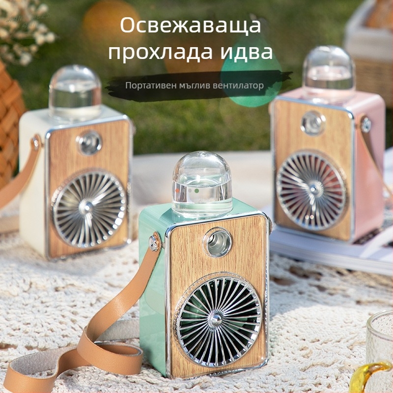 Ръчен вентилатор за врата с USB зареждане и вградена батерия 800–1000 mAh, 2 скорости, 5V/5W, шум 36–45 dB