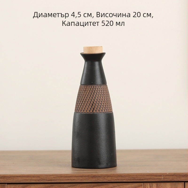 Керамична ретро винена каничка – малка бутилка със самозатварящ се капак, комплект за домашна употреба