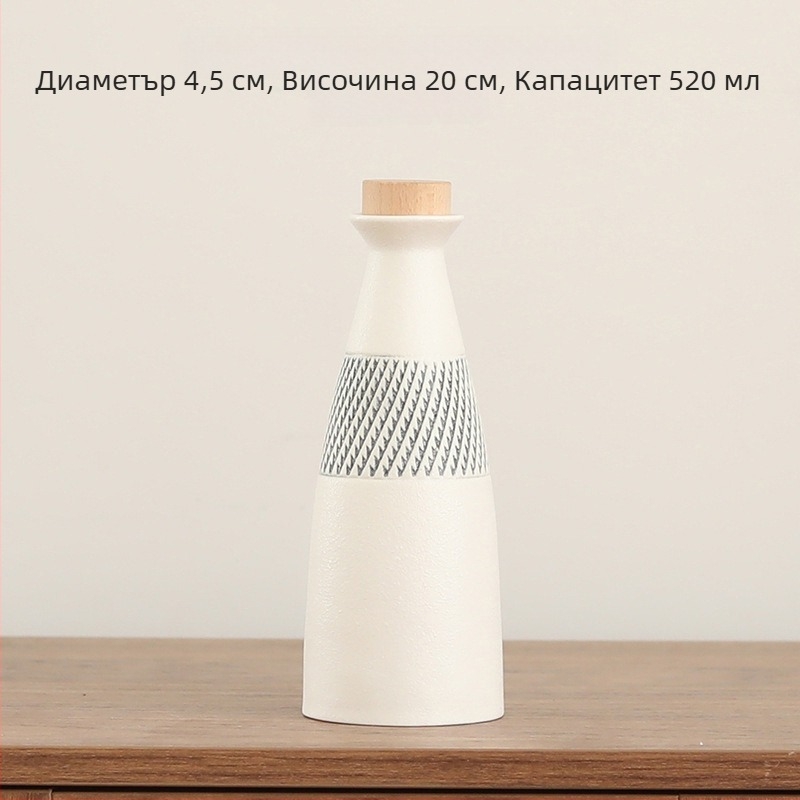 Керамична ретро винена каничка – малка бутилка със самозатварящ се капак, комплект за домашна употреба