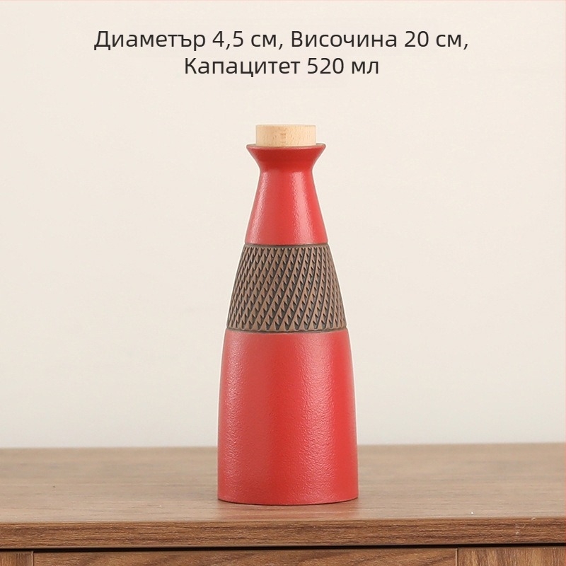 Керамична ретро винена каничка – малка бутилка със самозатварящ се капак, комплект за домашна употреба