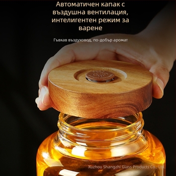 Бутилка за вино със капак от акация, боросиликатно стъкло, запечатана за домашно плодово вино