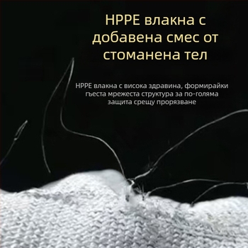 Антирязачни ръкавици HPPE и стоманено въже, сензорен екран — износоустойчиви, висока якост, за стъкларска индустрия, промишленост, месопреработка и строителство