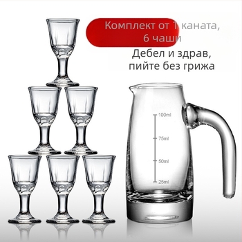 Сет за разпределение на ликьор у дома – стъклени чаши с минималистичен стил, обем 101–200 ml, комплект 6–10 броя, възможност за печат на лого