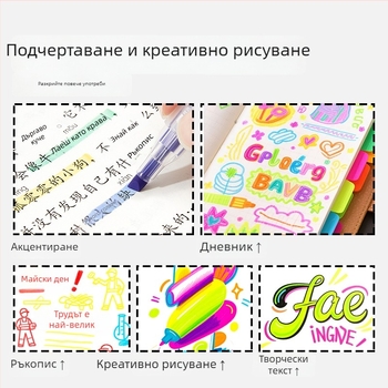 Touchmark двоен край флуоресцентен маркер за подчертаване, пластмасов корпус, TK-DSYGB, изтриваем, за ученици