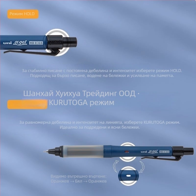 Uni Mitsubishi механичен молив M5-1009GG – 0,5 мм грифел, пластмасово тяло, двоен режим въртене, против умора