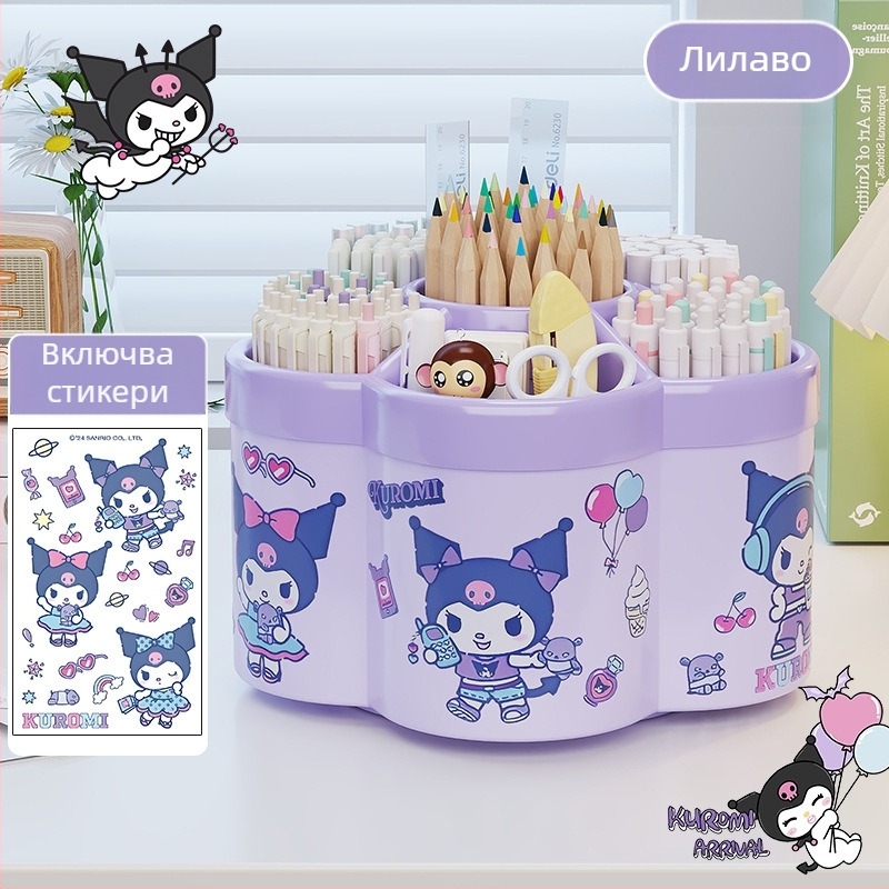 Завъртащ се държач за моливи, модел 0036, PP материал, кръгла форма, офис органайзер