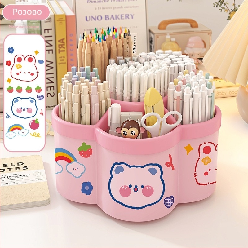 Завъртащ се държач за моливи, модел 0036, PP материал, кръгла форма, офис органайзер