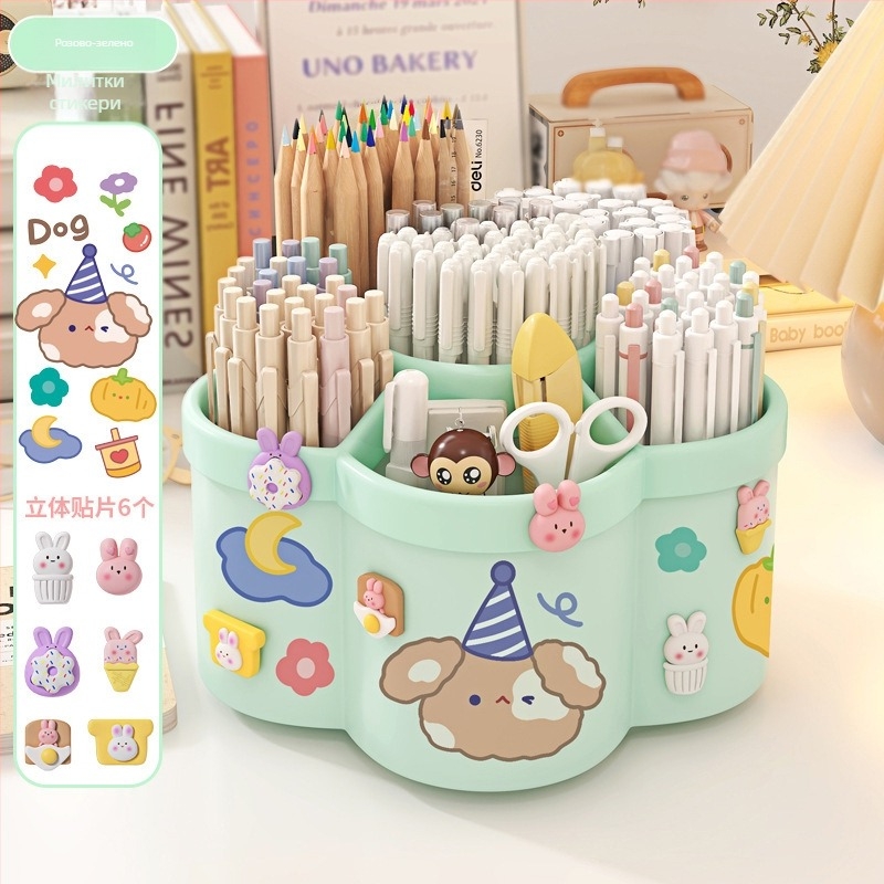 Завъртащ се държач за моливи, модел 0036, PP материал, кръгла форма, офис органайзер