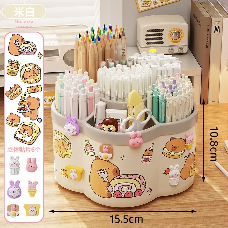 Завъртащ се държач за моливи, модел 0036, PP материал, кръгла форма, офис органайзер