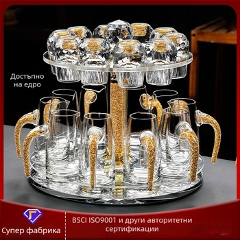 Сет спиртни чаши, кристално стъкло, диамантен модел, капацитет 1–100 мл