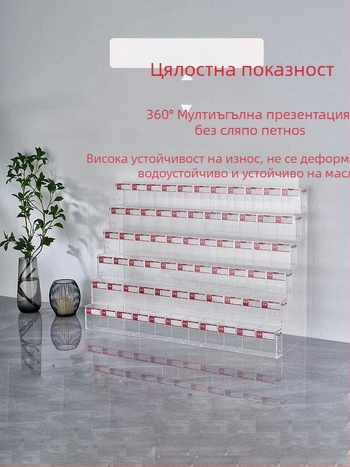 Поставка за моливи и маркери, акрилен многослоен стелаж-пагода, квадратна форма, Geddes