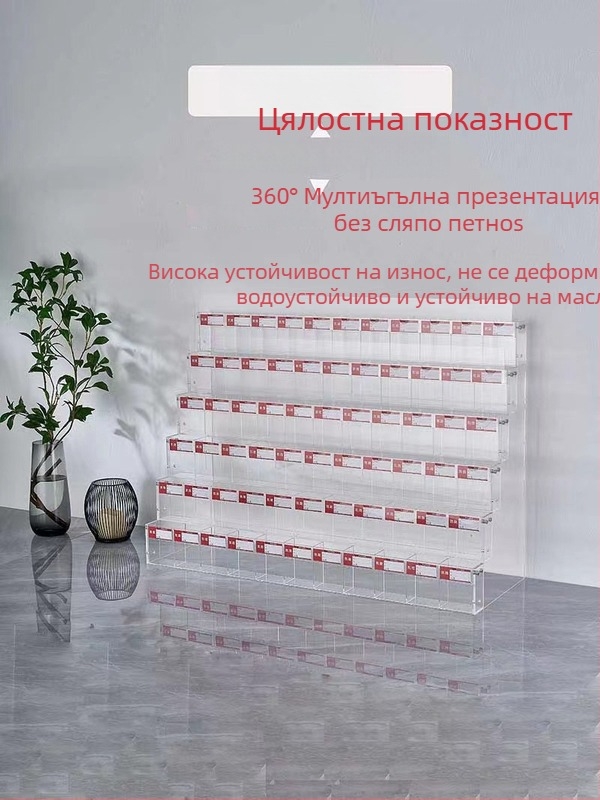 Поставка за моливи и маркери, акрилен многослоен стелаж-пагода, квадратна форма, Geddes