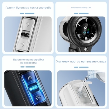 Ръчен USB мини вентилатор с вградена батерия 2000–4000mAh, 5 скорости, безчетков мотор, сгъваем и за носене около врата