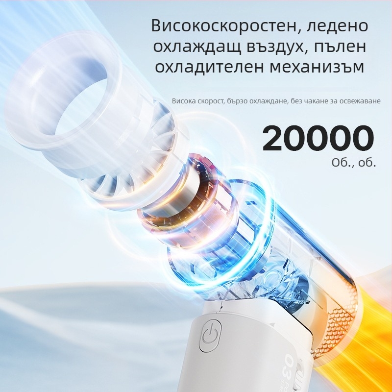 Външен мини джобен вентилатор с USB зарядване, преносим ръчен вентилатор, 5 лопатки, 3 скорости, безчетков мотор, ABS корпус, 2000-4000mAh