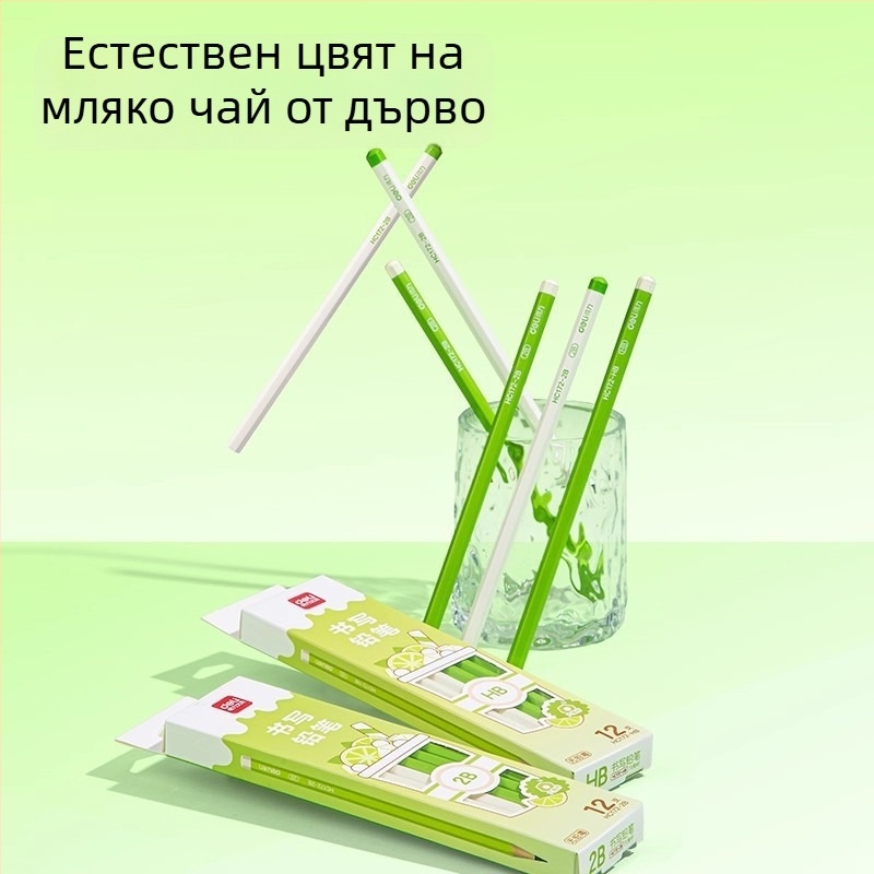Deli дървен молив - 2B/HB сърцевина, дървено тяло, за писане и изпити