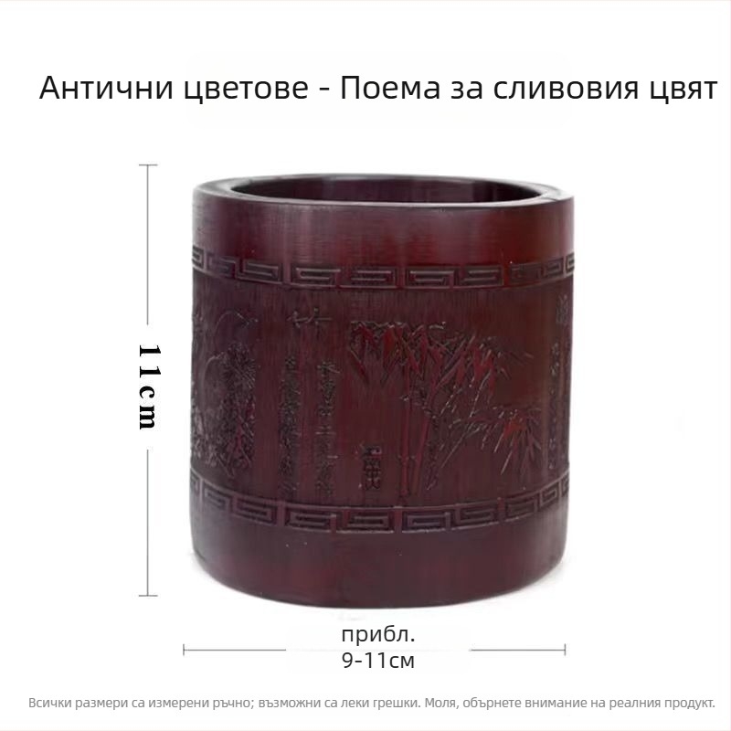 Държател за писалки от бамбук, кръгла форма, с лого отпечатано, възможност за персонализация, лицензирана частна марка