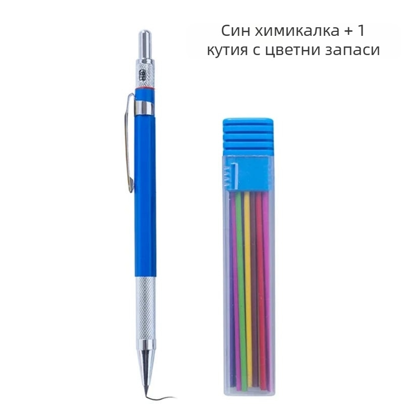 Уникален метален механичен молив с фиксиран механизъм и графитно ядро за писане и рисуване