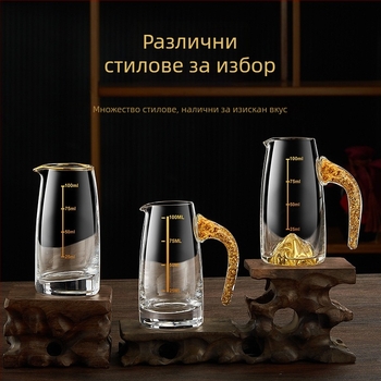 Сет от шот чаши с фолиран дизайн, кристално стъкло, стил лукс ретро, комплект 6–10 броя, Bangbeibei WWWS-4, с държач за чаши