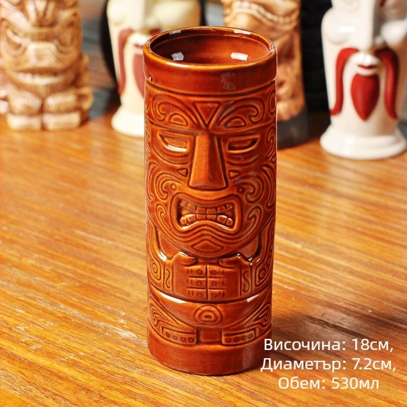 TIKI керамична чаша за коктейл със мотив череп, модерен минималистичен дизайн, 200 g
