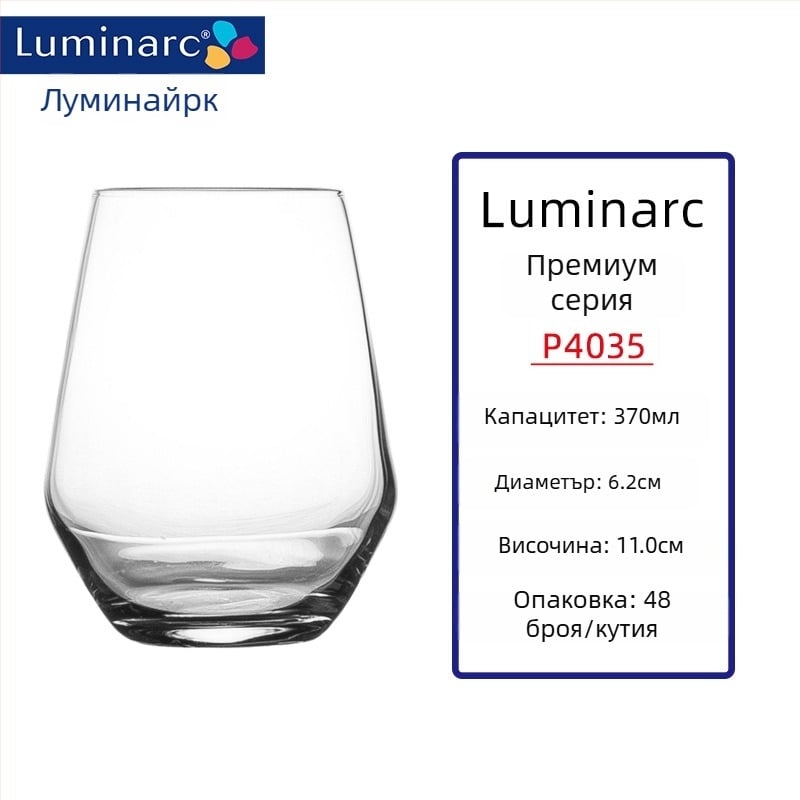 Комплект стъклени чаши за вино, термоустойчиво стъкло, 301–400 ml, модерен стил, без дръжки
