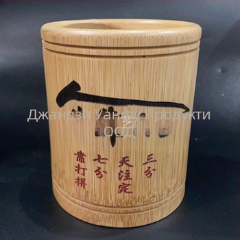 Държач за химикалки от бамбук, кръгъл, печатано лого, персонализиране, лицензиран частен етикет