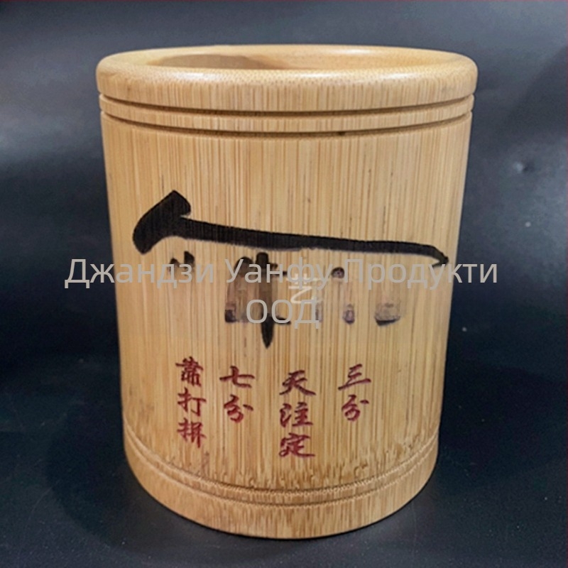 Държач за химикалки от бамбук, кръгъл, печатано лого, персонализиране, лицензиран частен етикет