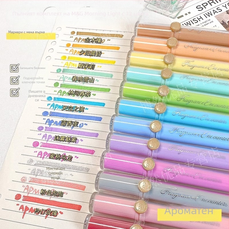 Маркер с мирис и мек връх, модел Apmv09c0, пластмасов корпус, неизтриваем