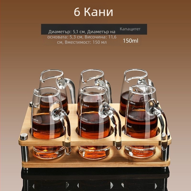 Комплект разливник за вино и чаши за ликьор за домашна употреба, с мерителни деления, малки бутилки и чаши, подходящ за употреба в заведения