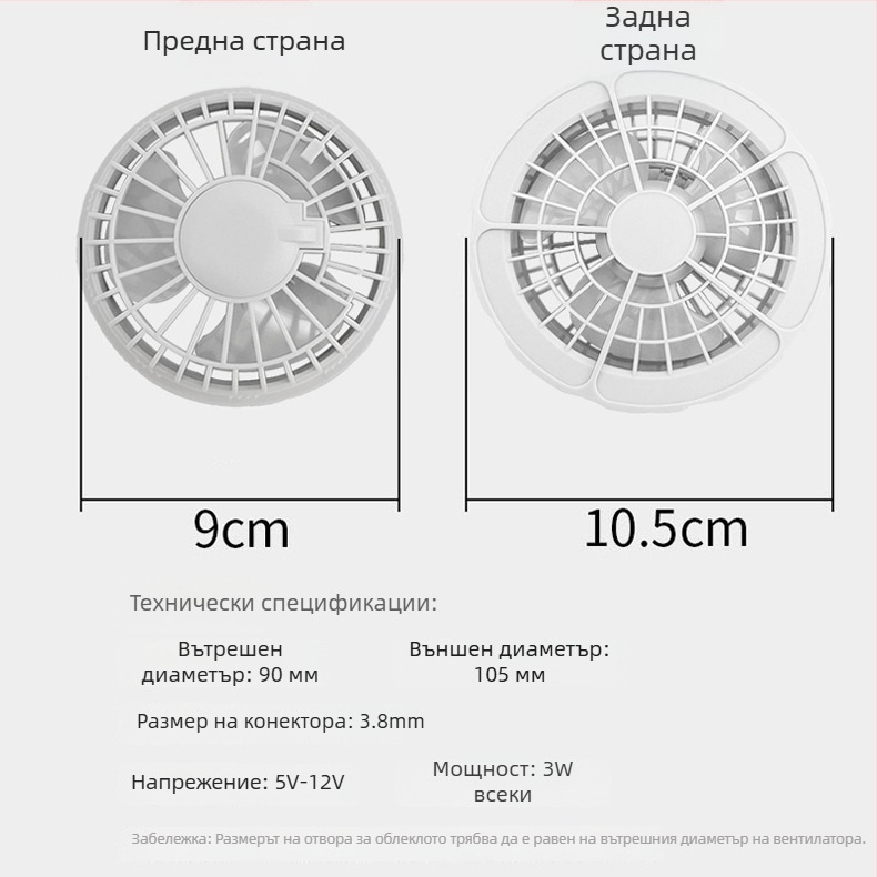 Вентилатор за талията с USB захранване, 4 скорости, четков мотор, цифров дисплей