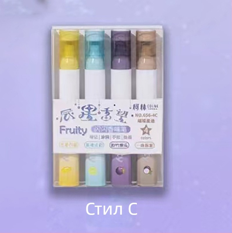 Комплект карикатурни флуоресцентни маркери за дневник, пластмасов корпус, единична глава, неизтриваеми, многоцветни