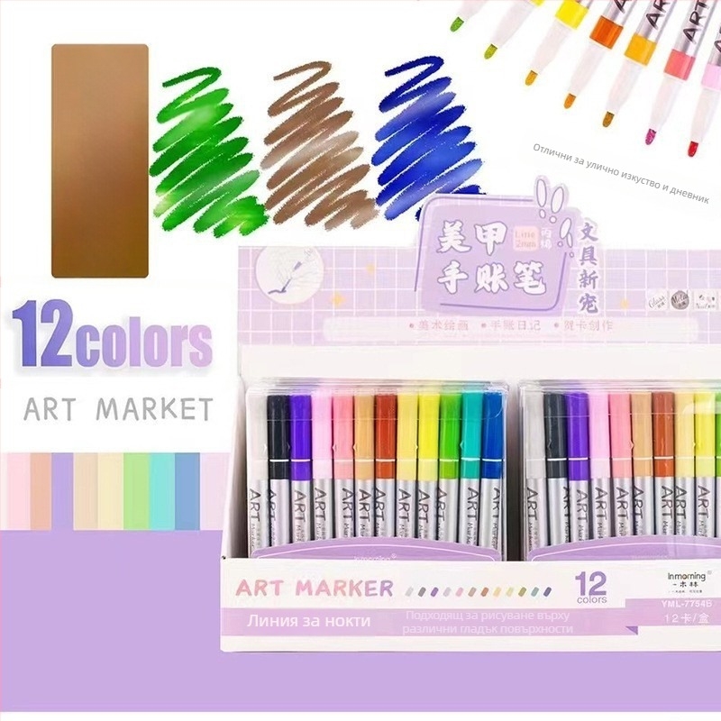 Комплект карикатурни флуоресцентни маркери за дневник, пластмасов корпус, единична глава, неизтриваеми, многоцветни