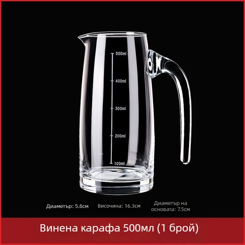 Декантерен комплект за домашна употреба с чашка за измерване и скала от безоловно кристално стъкло