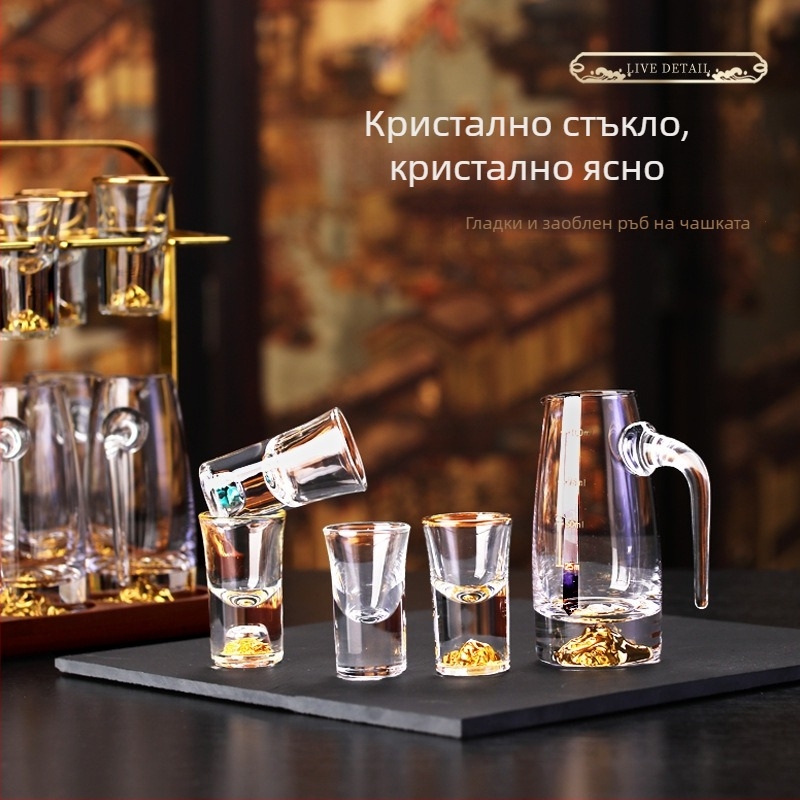 Комплект чаши за вино от кристално стъкло - марка Weimu, обем 1-100 мл, стил Национален тренд, с лого
