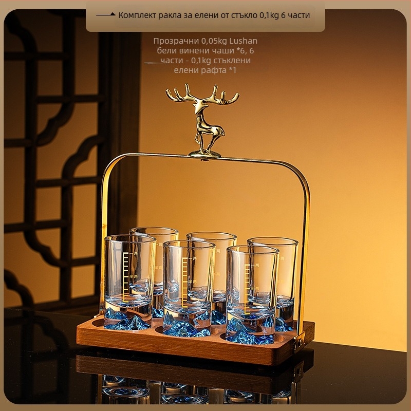 Комплект чаши за ликьор за дома — стъкло, китайски стил, опаковка: картонена кутия, лято 2021 г., първокласно качество